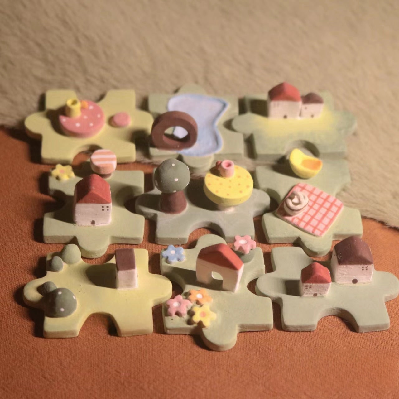 Customized Ceramic Pet Miniature Scene Puzzle Ornaments Gift Toy