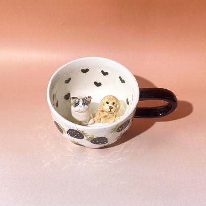 Custom Pet Figure Ceramic Peekaboo Mug ETSY ACupStudio Designs