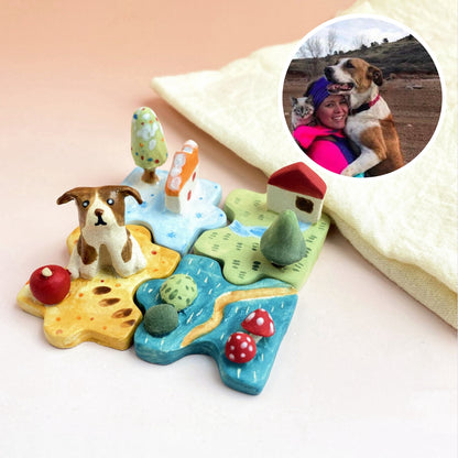 Customized Ceramic Pet Miniature Scene Puzzle Ornaments Gift Toy